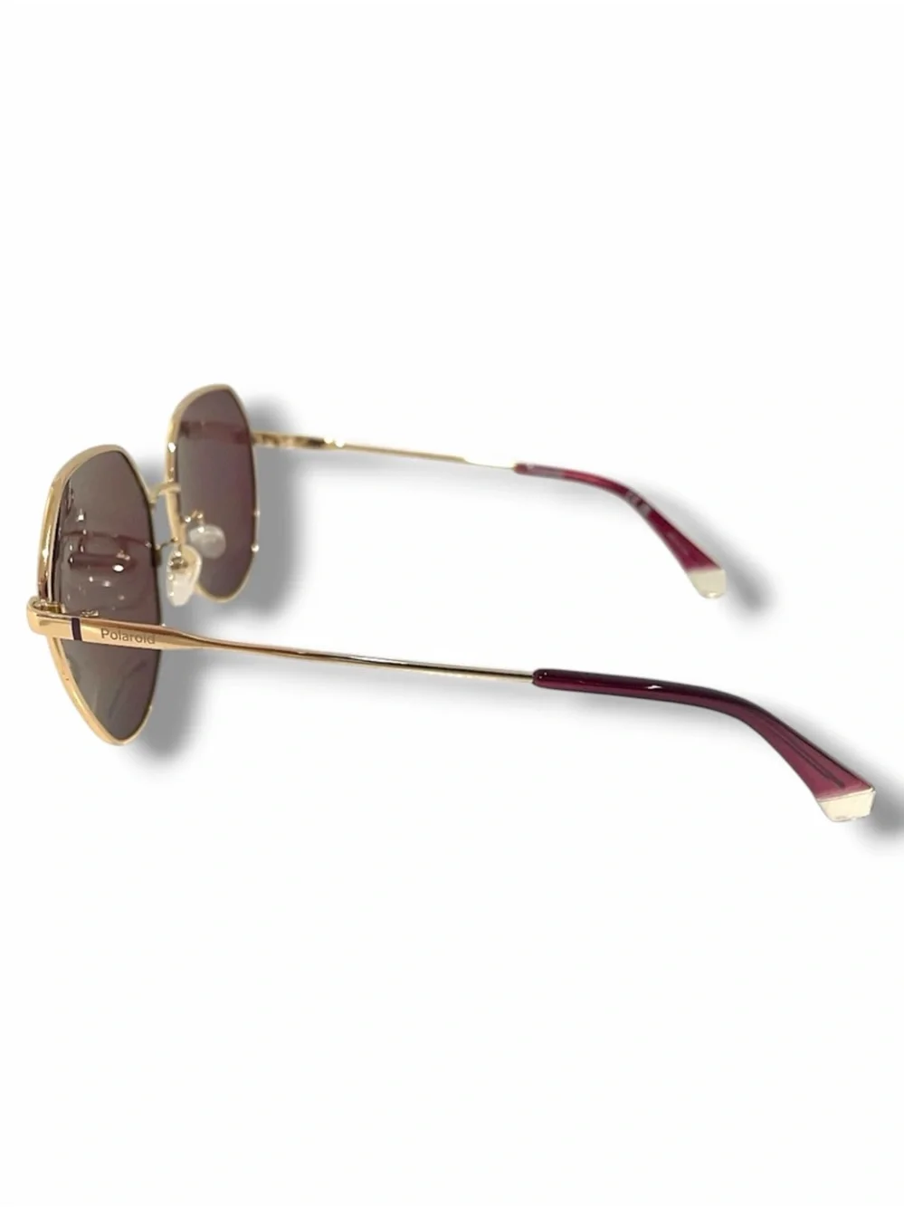 Polaroid Geometric Gold & Violet Polarized Sunglasses NWOT Octagon Cream Detail